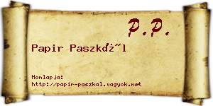 Papir Paszkál névjegykártya